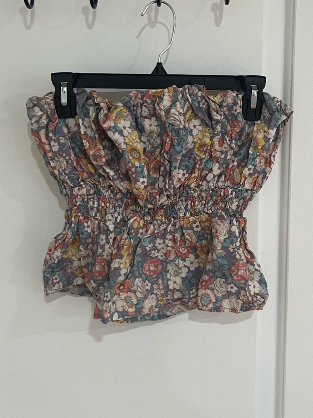 entro Lavender Smocked Floral Tube Top